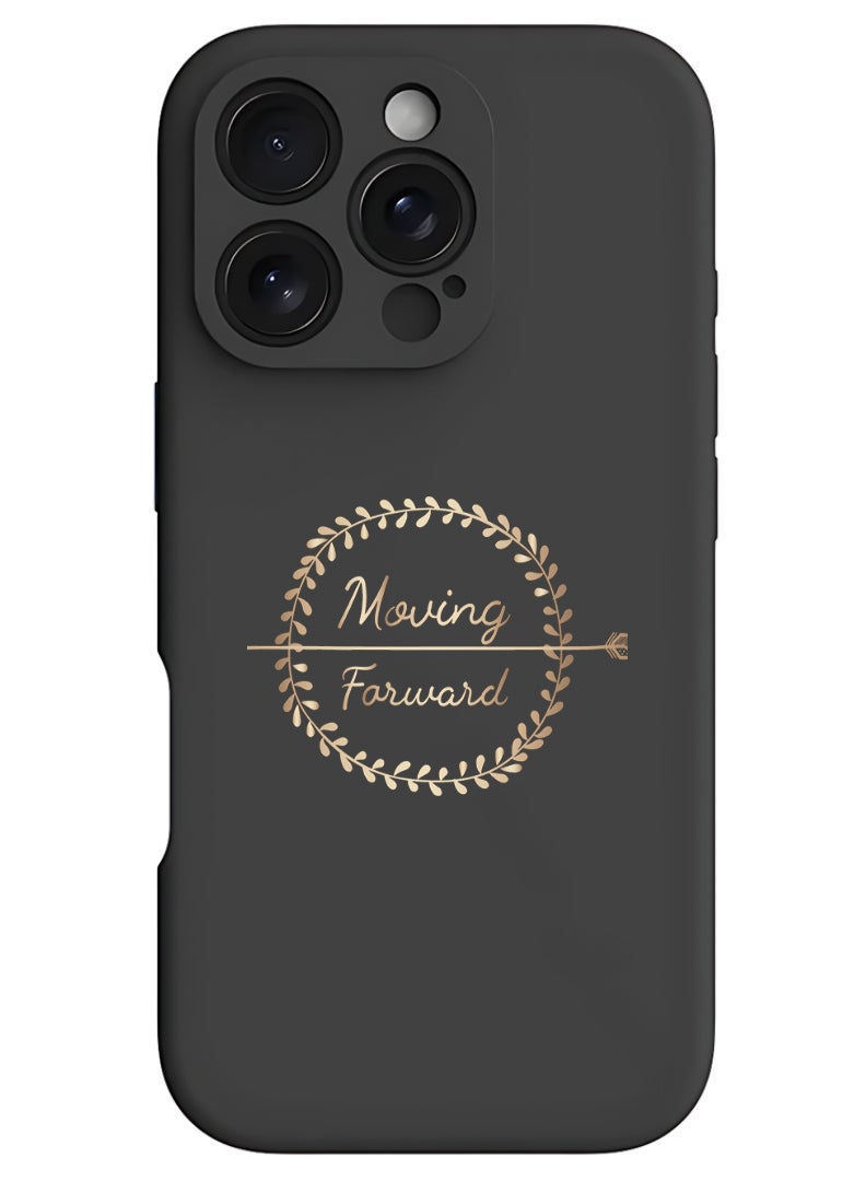 Theodor iPhone 16 Pro Black Protective Slim Fit Case Liquid Silicone Cover with Full Body Protection Anti-Scratch Shockproof Case For iPhone - Moving Forward - Image 1