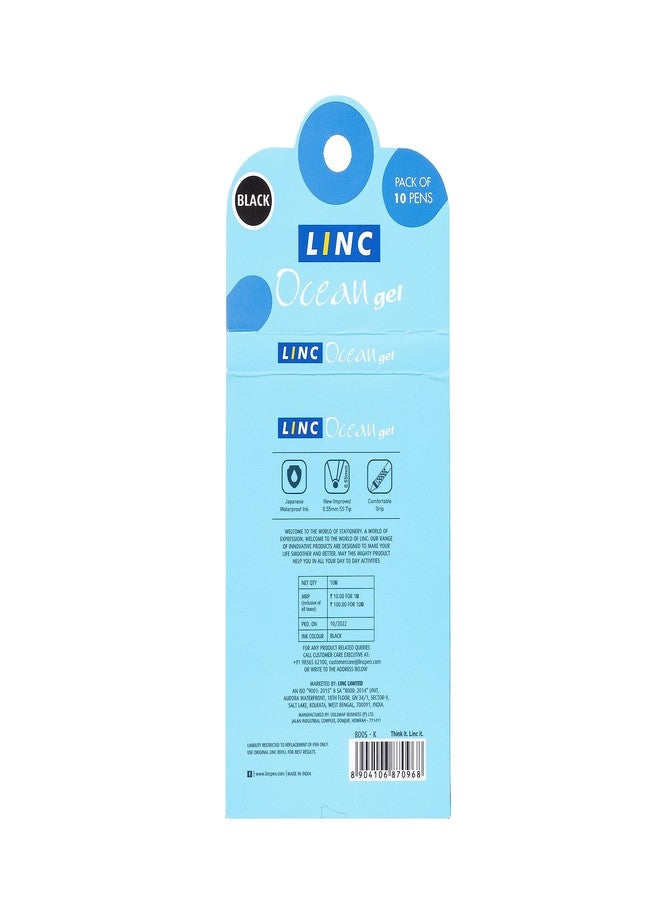 لينك قلم حبر جاف Linc Ocean Classic 0.55 مم | حبر أسود | مجموعة من 10 أقلام - Image 2