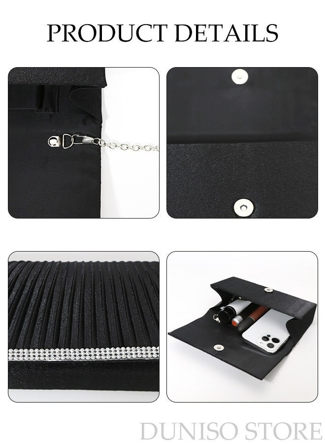 DUNISO Women Shiny Glitter Evening Clutch Crossbody Bag Envelope Handbag Chain Purse for Wedding Formal Cocktail Party - Image 3