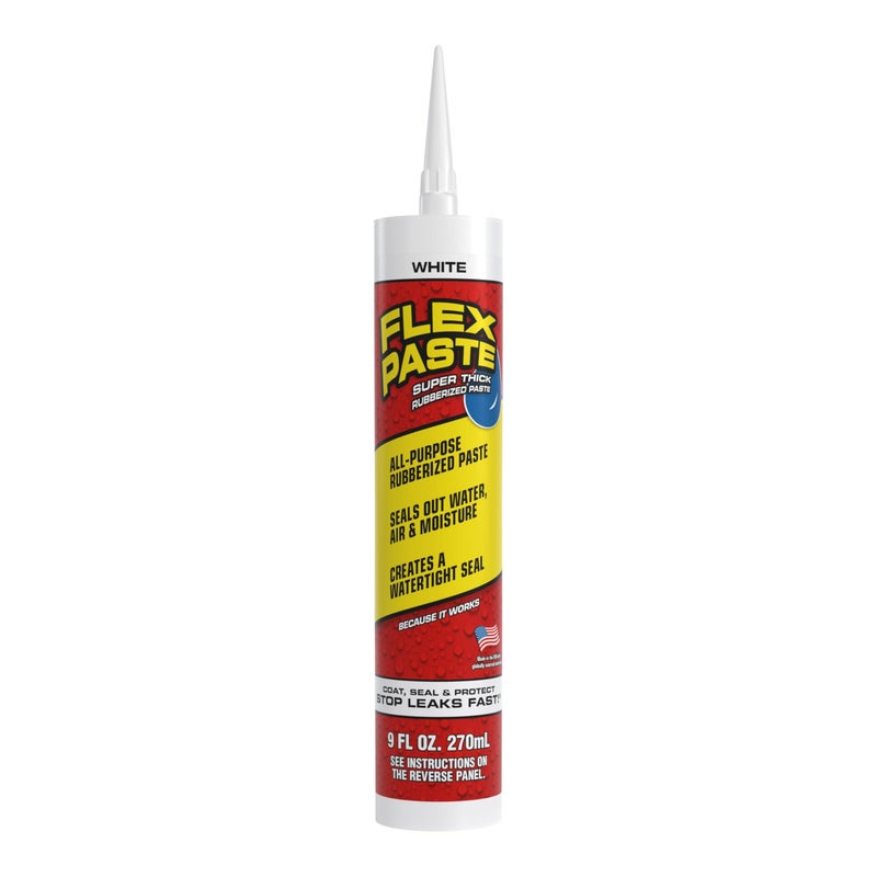 Flex Paste, Waterproof Paintable Putty, Spackle Sealant, Fill Gaps Cracks Holes - Block Out Water and Air - UV Resistant - Walls, Drywall, EPDM, Concrete, Roof, RV Repairs, White, Cartridge - Image 1