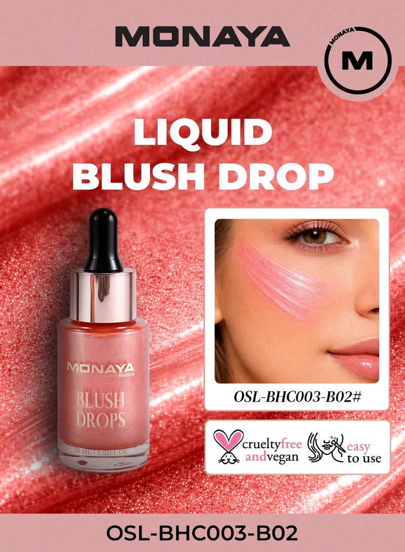 Monaya BHC003 Blush Drops for Face – Liquid Blush Makeup, Buildable Natural Color, Lightweight & Long-Lasting Finish, Vegan & Cruelty-Free - Image 2