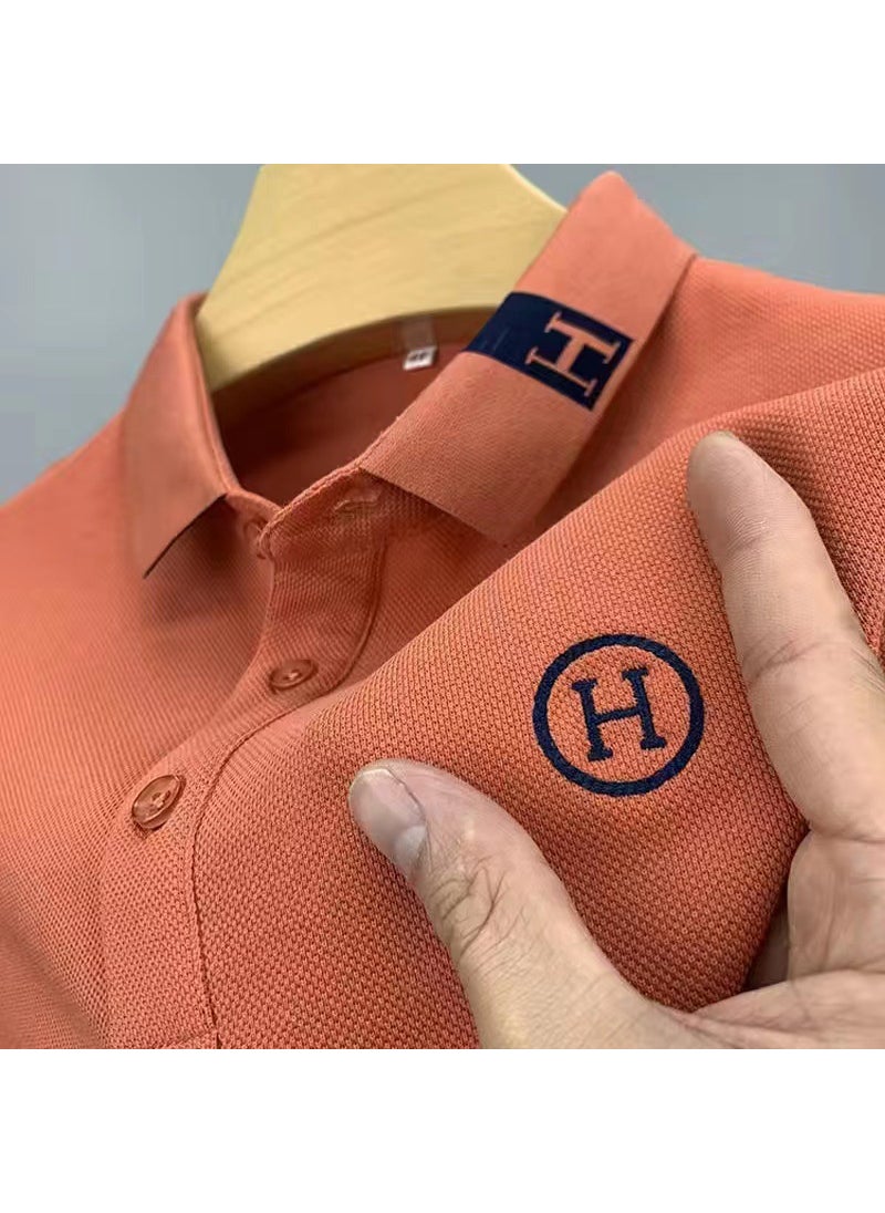 Generic - Summer Fashion Polo Shirt Mens Casual Short Sleeve Tee orange red - Image 1