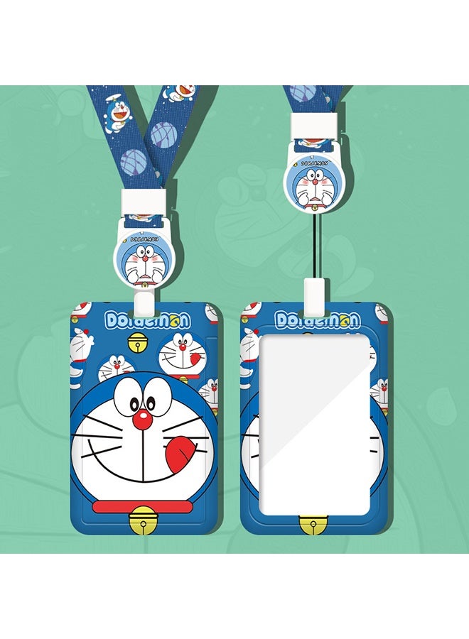Doraemon Retractable Lanyard with ID Card Holder - Cute Cartoon Badge Reel for Students & Kids - Image 1