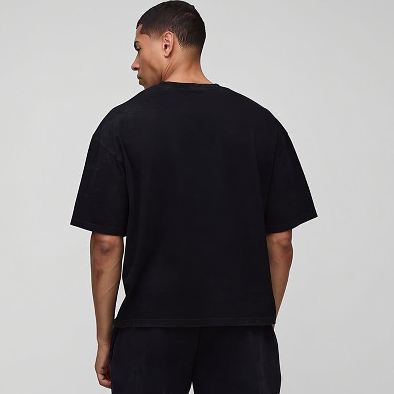 Cross-Border Square Short-Sleeved Men''s Boxy Fit Fitness Muscular Men''s Short T-Shirt Casual Hip-Hop Round Neck Off-Shoulder - Image 3