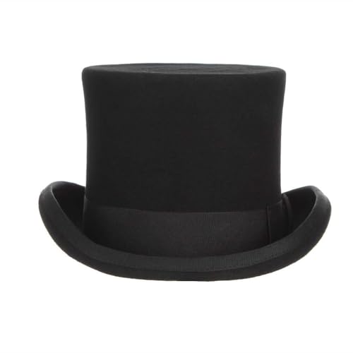 GEMVIE Men's 100% Wool Top Hat Satin Lined Party Dress Hats Derby Black Hat - Image 2