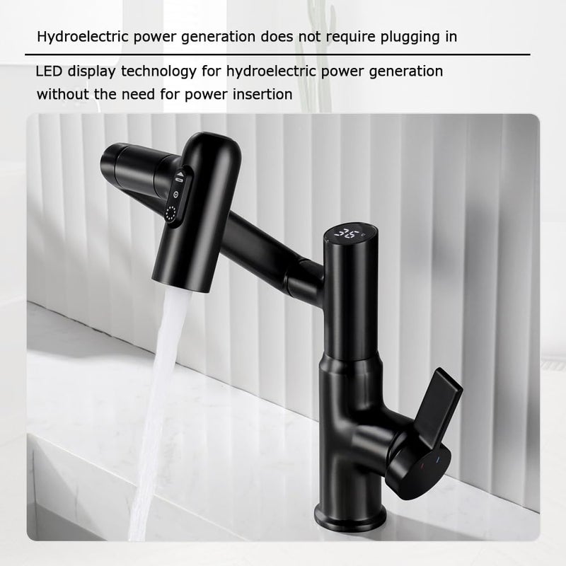 GEOATON Smart Temperature Bathroom Faucet,Single Handle Bathroom Faucet,Bathroom Sink Faucet,Kitchen Faucet taps (Matte Black) - Image 4