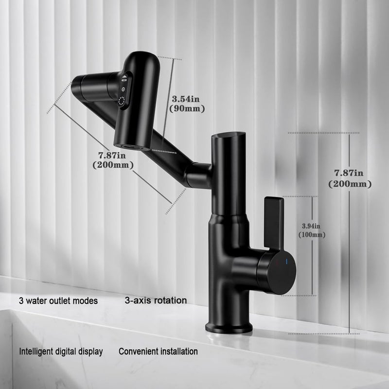 GEOATON Smart Temperature Bathroom Faucet,Single Handle Bathroom Faucet,Bathroom Sink Faucet,Kitchen Faucet taps (Matte Black) - Image 2