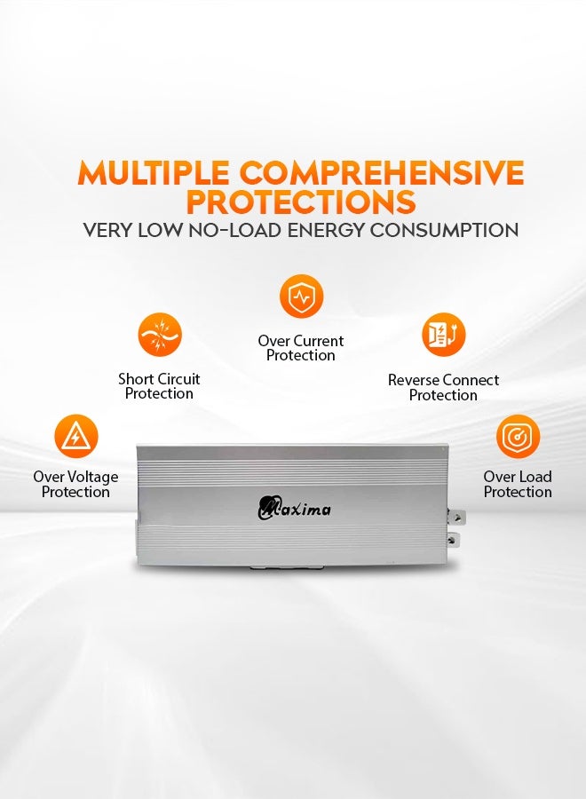 Maxima Pure Sine Wave Power Inverter 12V/1200W | High Efficiency, Low Noise, Dual AC Outlets – Ideal for Home, RV, and Off-Grid Solar Systems - Image 2