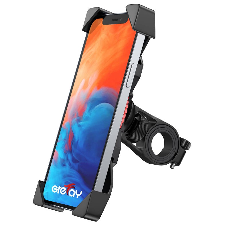 Grefay Bike Phone Mount Universal Motorcycle Cell Phone Holder Anti Shake Cradle Clamp for Road Bike/MTB/Scooter with 360 Rotation for 3.5-6.5 inch Smartphone - Image 1