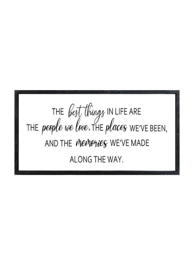 comurdyo The Best Things in Life Sign 32''×12'' Framed Wood Memories Inspirational Quotes Wall Decor Vintage Farmhouse Wedding Gifts Sign Wall Art for family Home Bedroom (Wood Black) - Image 1