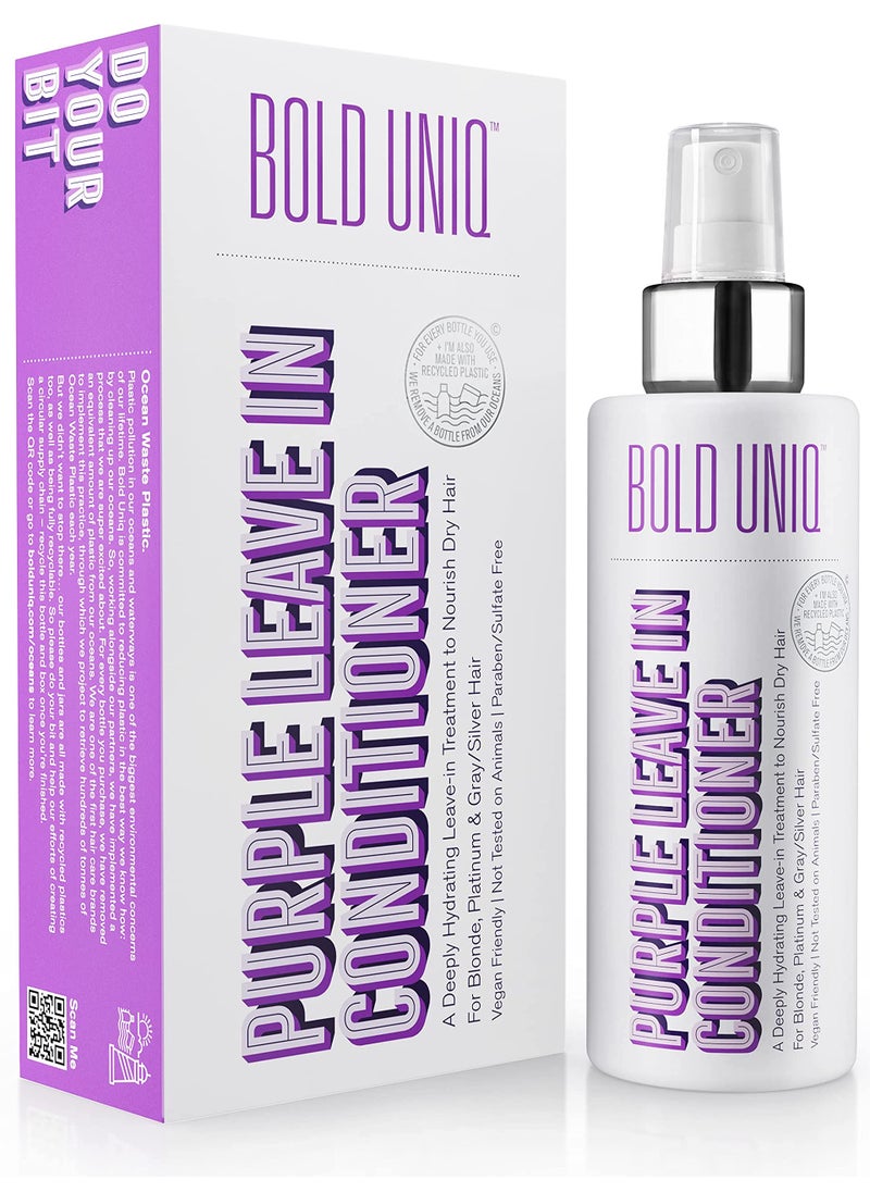 BOLD UNIQ - BOLD UNIQ Purple Leave In Conditioner for Dry & Damaged Blonde, Platinum & Gray/Silver Hair. Light Toning, Hydrating & Detangling. Peta-approved, Vegan & Cruelty-Free. Sulfate & Paraben Free. - Image 1