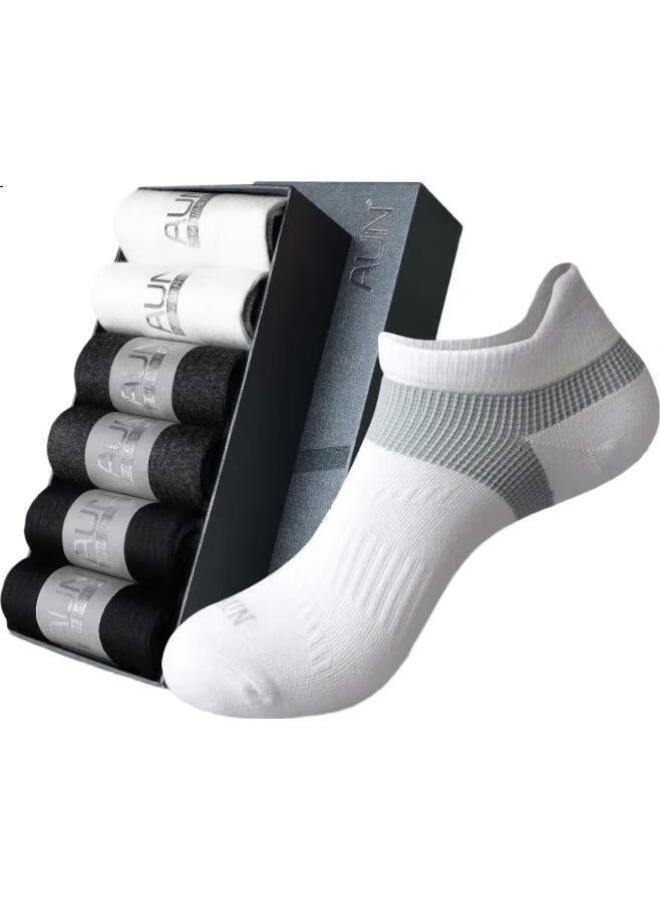 Aun Men'S Sports Socks, Breathable, Sweat-Absorbing, Silver Ion Odor-Resistant Socks, 2 Black, 2 White, 2 Dark Gray, One Size Fits All - Image 1