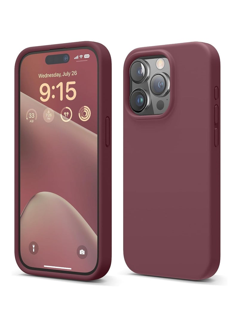 أكاليكس جراب سيليكون متوافق مع iPhone 13 Pro Max، سيليكون سائل رفيع، طبقات من المطاط الهلامي الناعم المقاوم للصدمات، جراب حماية للهاتف مع بطانة TPU متوافق مع iPhone 13 Pro Max (عنابي) - Image 1