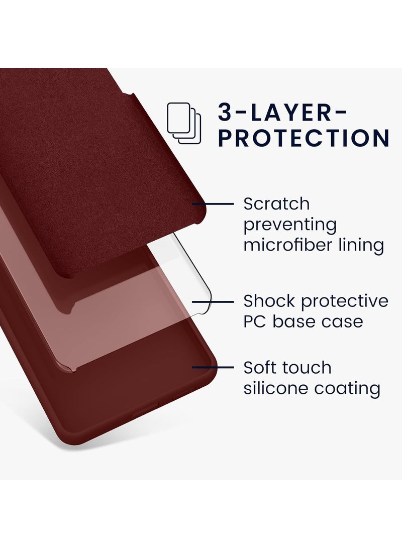 أكاليكس جراب سيليكون متوافق مع iPhone 13 Pro Max، سيليكون سائل رفيع، طبقات من المطاط الهلامي الناعم المقاوم للصدمات، جراب حماية للهاتف مع بطانة TPU متوافق مع iPhone 13 Pro Max (عنابي) - Image 2