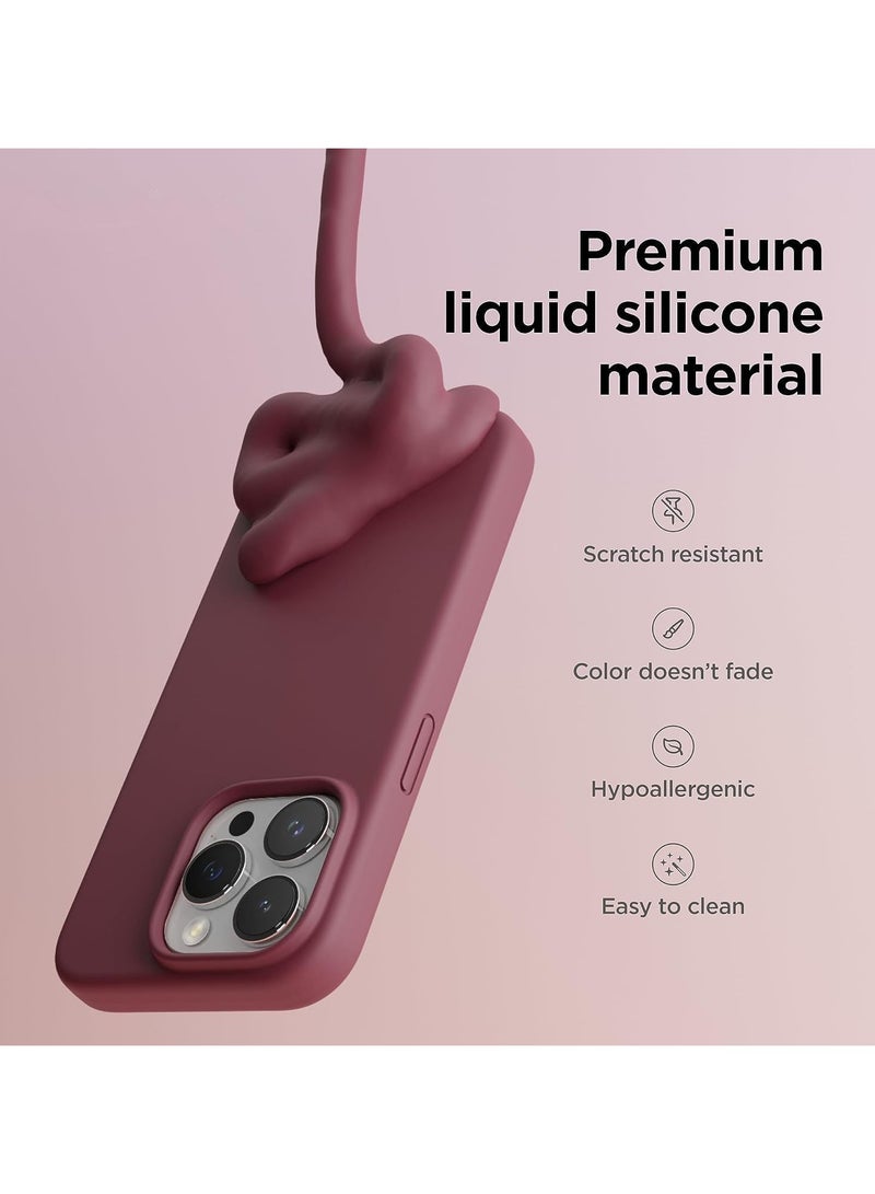 أكاليكس جراب سيليكون متوافق مع iPhone 13 Pro Max، سيليكون سائل رفيع، طبقات من المطاط الهلامي الناعم المقاوم للصدمات، جراب حماية للهاتف مع بطانة TPU متوافق مع iPhone 13 Pro Max (عنابي) - Image 3