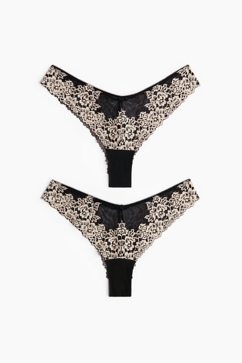 H&M  2-pack lace Brazilian briefs for Women | Best Price UAE