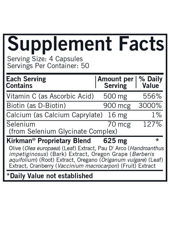 Kirkman - Yeast Aid Advanced Formula - 200 Capsules - Supports Yeast Control - Immune System Support - Hypoallergenic - Image 2