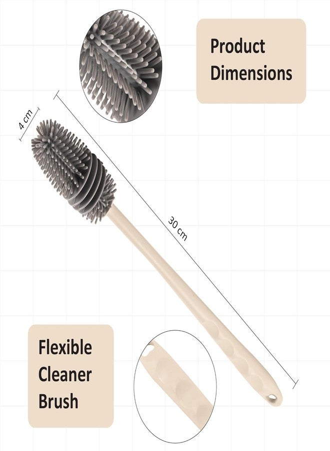 JAY EMPIRE Long Handle Silicone Bottle Cleaner Brush for Washing Water Bottle, Solution Bottle, Mug. Cleaning Brush ((Pack of 1) (Color - Grey)) - Image 2