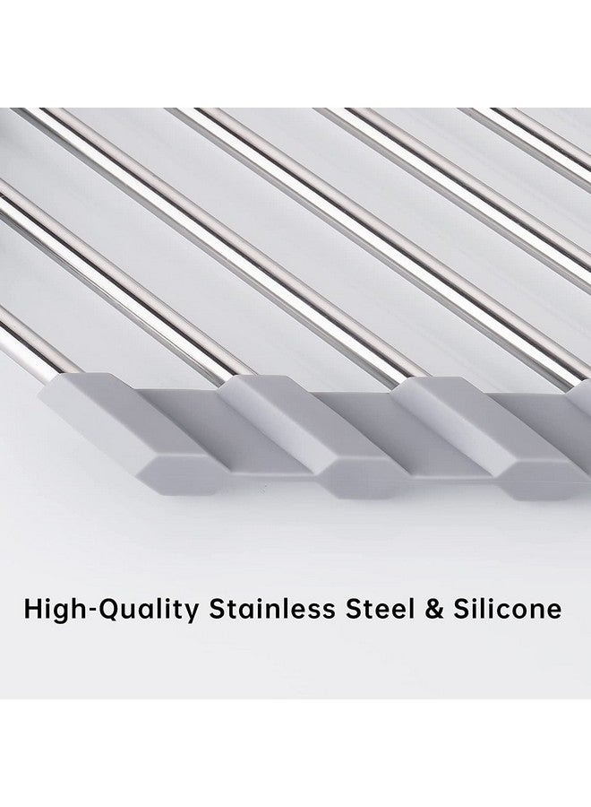HARI Stainless Steel Sus304 Stainless Still Dish Drying Rack Over Sink Corner Dish Rack Kitchen Gadget Tool Sink Caddy Corner Sink Drainer (Grey), 23 X 41 X2 cm - Image 4