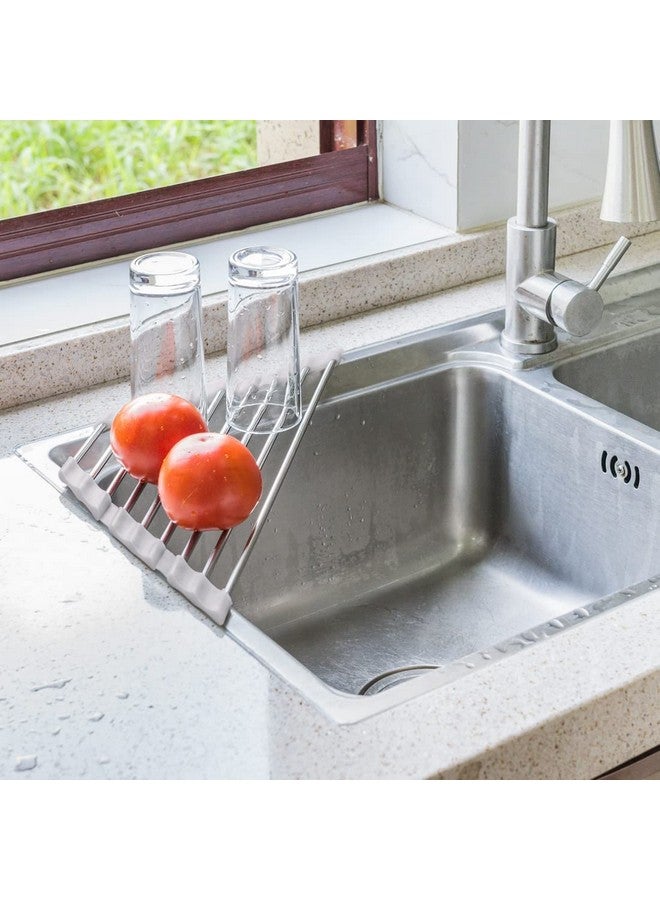 HARI Stainless Steel Sus304 Stainless Still Dish Drying Rack Over Sink Corner Dish Rack Kitchen Gadget Tool Sink Caddy Corner Sink Drainer (Grey), 23 X 41 X2 cm - Image 3