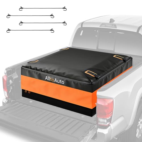 AlltoAuto [Jumbo 38 CuFt] Truck Bed Cargo Bag, 100% Waterproof Heavy Duty Pickup Storage Bag (58"x49"x23"), Heat-Welded Seams & 3-Side Zipper, Fits Full-Size Trucks for Moving & Camping - Image 1