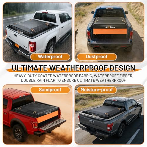 AlltoAuto [Jumbo 38 CuFt] Truck Bed Cargo Bag, 100% Waterproof Heavy Duty Pickup Storage Bag (58"x49"x23"), Heat-Welded Seams & 3-Side Zipper, Fits Full-Size Trucks for Moving & Camping - Image 3