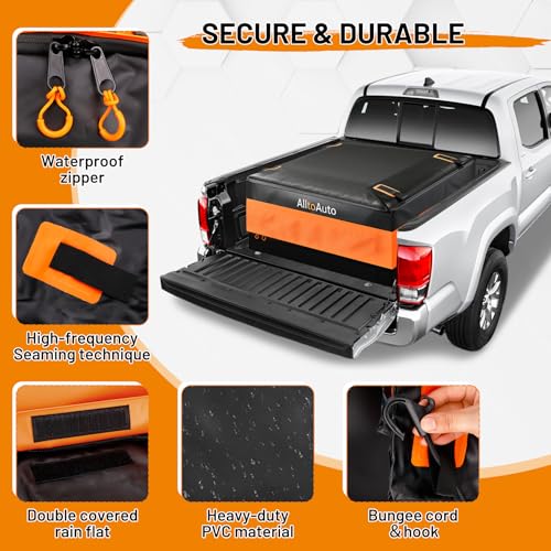 AlltoAuto [Jumbo 38 CuFt] Truck Bed Cargo Bag, 100% Waterproof Heavy Duty Pickup Storage Bag (58"x49"x23"), Heat-Welded Seams & 3-Side Zipper, Fits Full-Size Trucks for Moving & Camping - Image 4