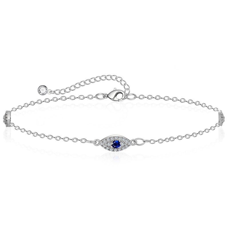 Rotnso Anklets for Women Silver Plated Evil Eye Ankle Bracelets Trendy Waterproof Boho Chain Link Anklets Set Dainty Cute Diamond Beaded Non Tarnish Summer Beach Jewelry Gift - Image 1