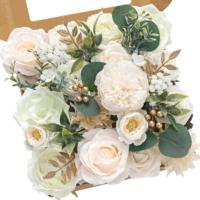 Artificial Flowers White Peony Flowers Fake Wedding Flowers Cake Flowers for Wedding Bouquets Bridal Shower Centerpieces Floral Arrangements Party Decor