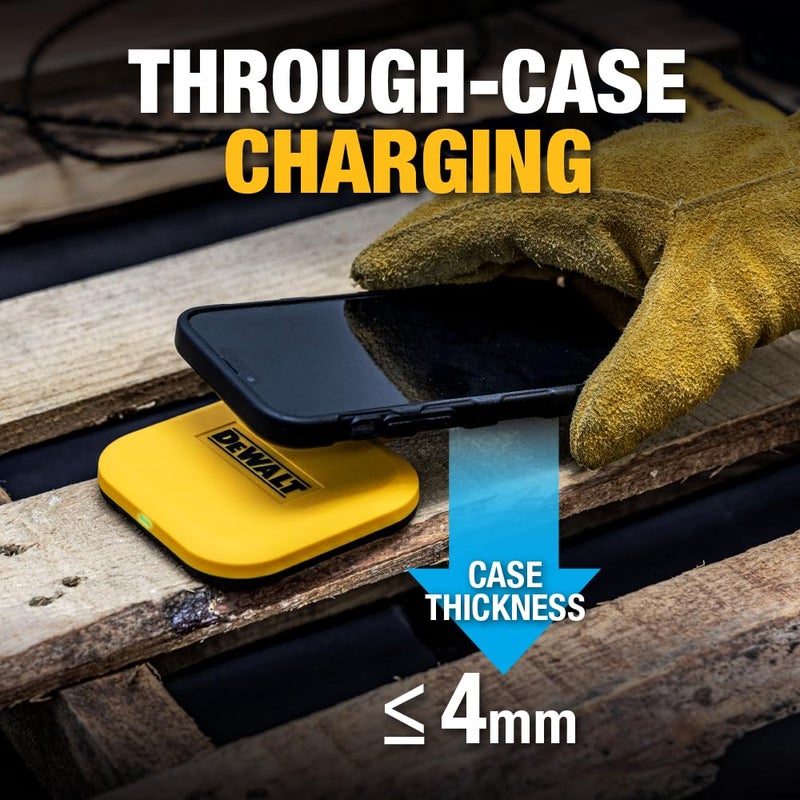 DEWALT Heavy Duty Wireless Charger, 10W Max Fast Wireless Charging Pad Compatible with iPhone 17/16/15/14/13/12/11/X/8 Pro Max Plus Samsung Galaxy S22/S21 AirPods (Type C Cable/AC Adapter Included) - Image 5