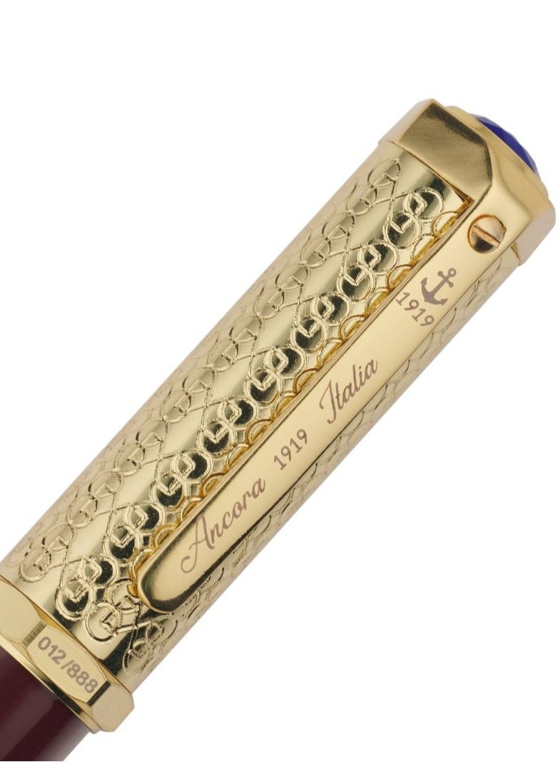 أنكورا قلم إمبيريو ١٩١٩ إصدار محدود ٨٨٨ – قابل لإعادة التعبئة – حواف مطلية بالذهب عيار ٢٤ – قلم فاخر محفور مع علبة جلد – هدية للرجال والنساء – حبر أزرق - Image 5