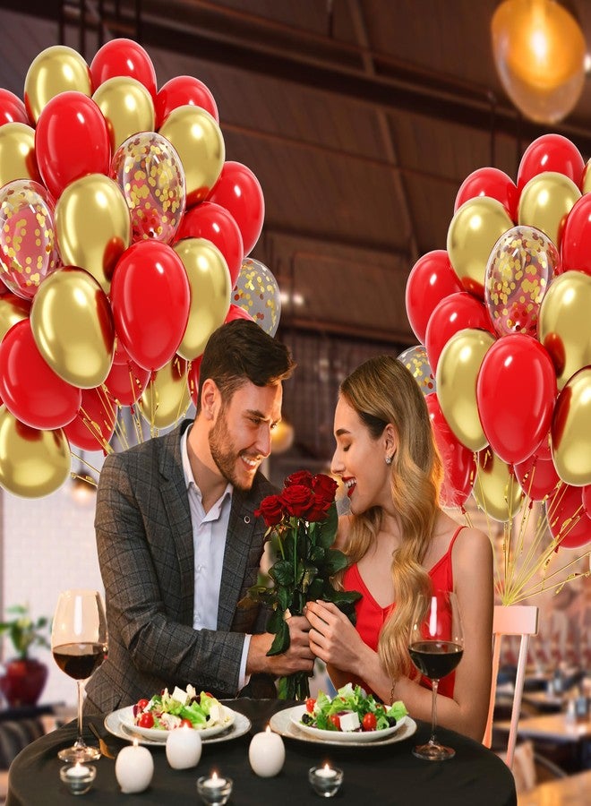 ٦٠ بالونًا أحمر وذهبيًا مقاس ١٢ بوصة، زينة حفلات باللونين الأحمر والذهبي، مثالية لعيد الحب، وحفلات الزفاف، والخطوبة، والتخرج، والذكرى السنوية، وأعياد الميلاد. - Image 4