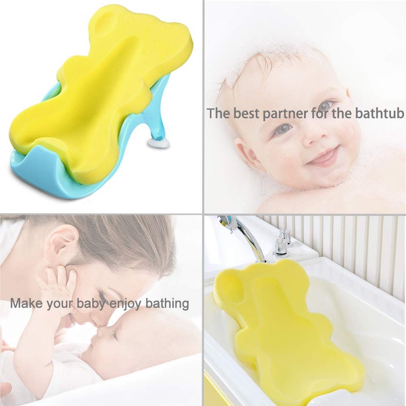 HALLO Soft Infant Bath Sponge Skid Proof Baby Bath Mat Newborn Odor Free (Yellow) - Image 3
