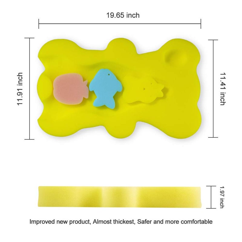 HALLO Soft Infant Bath Sponge Skid Proof Baby Bath Mat Newborn Odor Free (Yellow) - Image 2