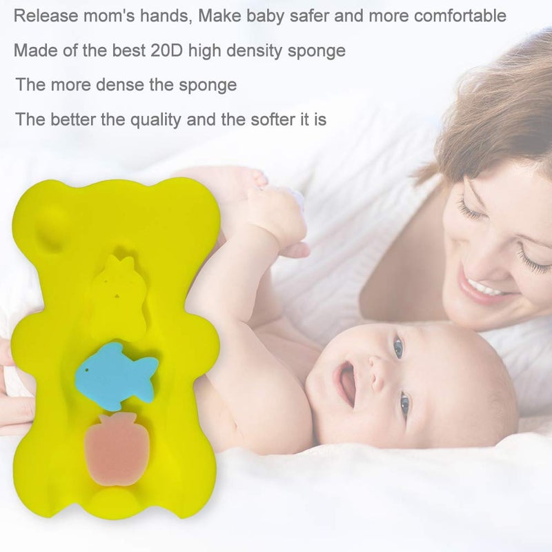 HALLO Soft Infant Bath Sponge Skid Proof Baby Bath Mat Newborn Odor Free (Yellow) - Image 4