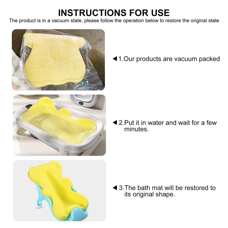 HALLO Soft Infant Bath Sponge Skid Proof Baby Bath Mat Newborn Odor Free (Yellow) - Image 5