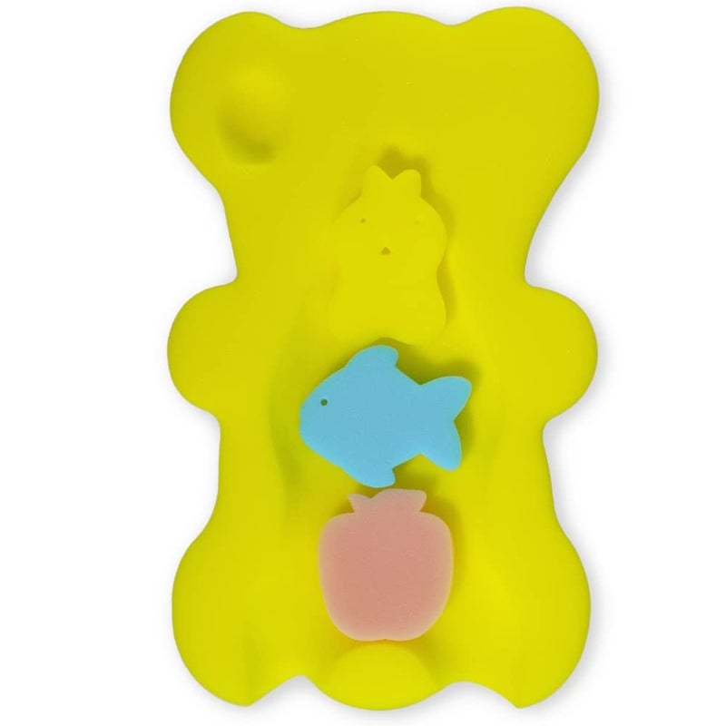 HALLO Soft Infant Bath Sponge Skid Proof Baby Bath Mat Newborn Odor Free (Yellow) - Image 1
