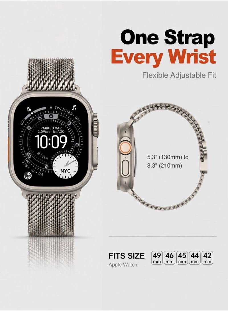 Saudi Select Titanium Milanese Loop Compatible with Apple Watch Bands 49mm 46mm 45mm 44mm for Men Women, Mesh Loop with Parachute-style Buckle for iWatch Ultra 2/Ultra Series 10 9 8 7 SE 2/SE 6 5 4 - Image 2