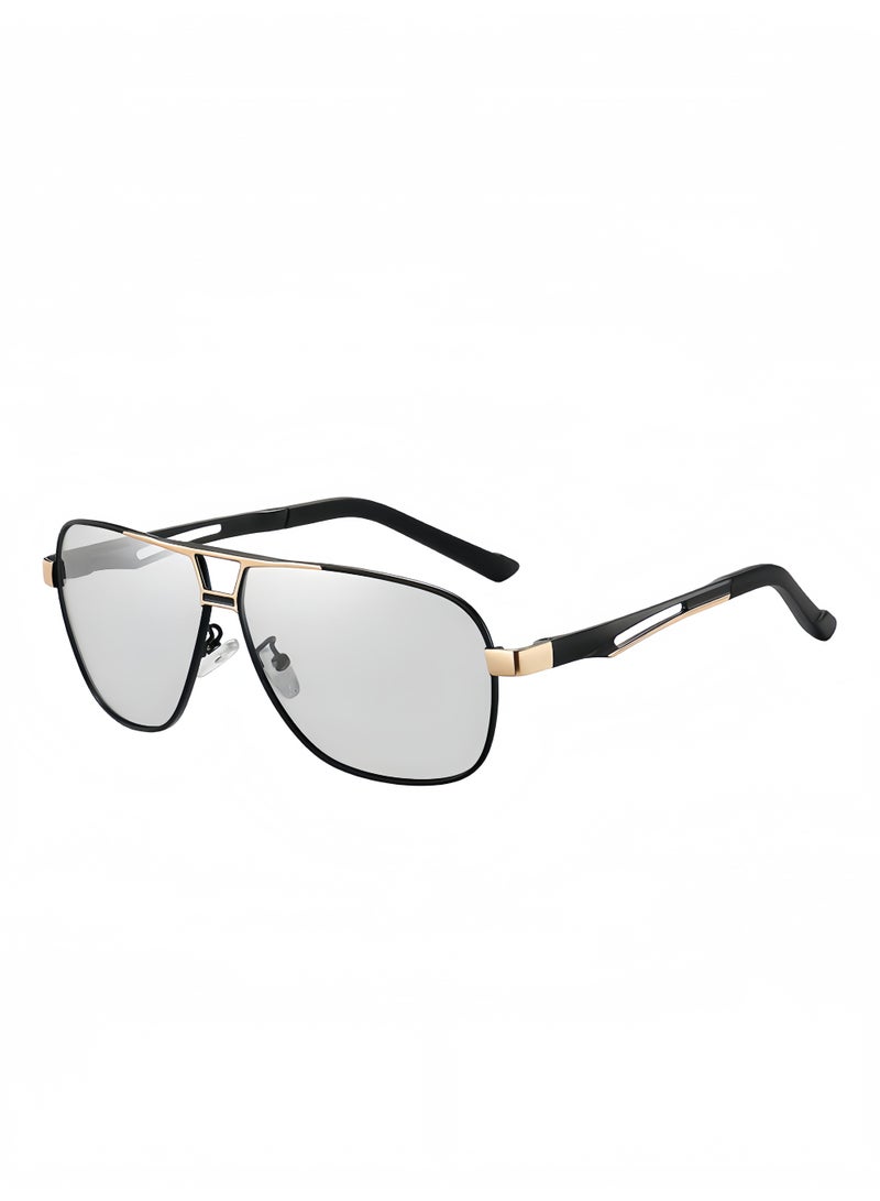 Pilot sunglasses, photochromic lenses, men's sunglasses, polarized sports sunglasses, retro and fashionable anti glare glasses, metal frame, suitable for male and female driving, fishing, outdoor travel, and daily beach use. - Image 1