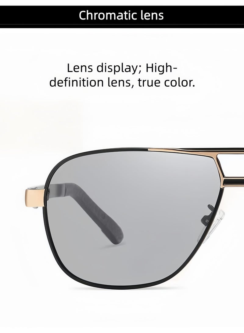 Pilot sunglasses, photochromic lenses, men's sunglasses, polarized sports sunglasses, retro and fashionable anti glare glasses, metal frame, suitable for male and female driving, fishing, outdoor travel, and daily beach use. - Image 4