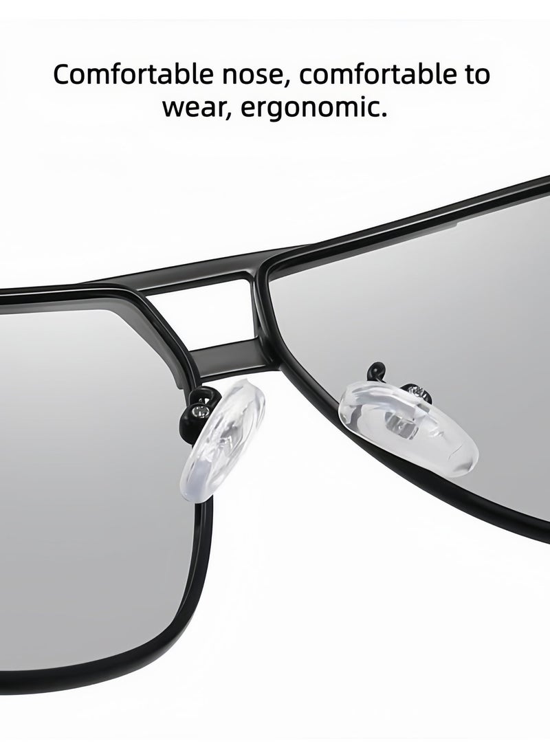 Pilot sunglasses, photochromic lenses, men's sunglasses, polarized sports sunglasses, retro and fashionable anti glare glasses, metal frame, suitable for male and female driving, fishing, outdoor travel, and daily beach use. - Image 5
