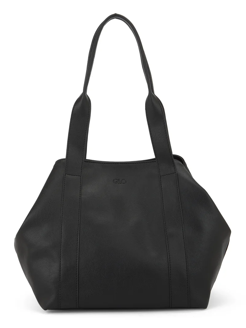 globus Globus Women Black Vegan Leather Textured Shoulder Bag
