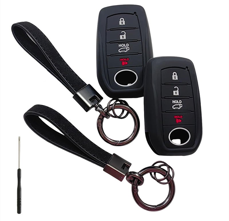 REPROTECTING Silicone Rubber Key Fob Cover Compatible with Toyota Camry XSE Grand Highlander Tacoma Crown Corolla LE Crown (2023-2026) (Black/Black) - Image 1