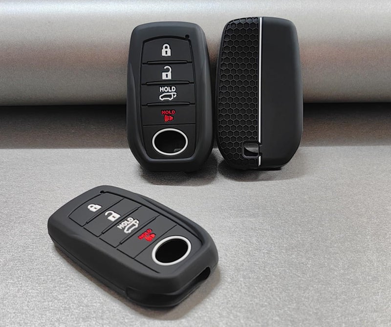 REPROTECTING Silicone Rubber Key Fob Cover Compatible with Toyota Camry XSE Grand Highlander Tacoma Crown Corolla LE Crown (2023-2026) (Black/Black) - Image 3