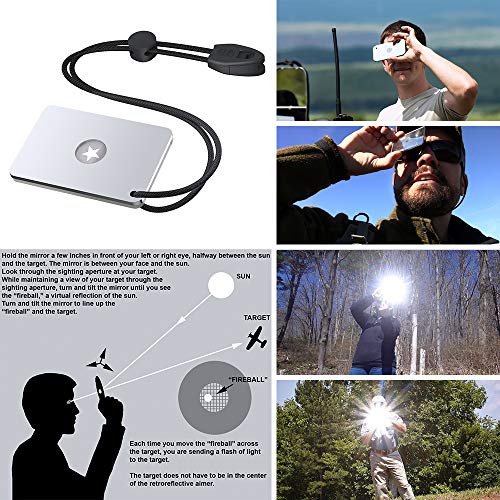 Luca Elf Aid Signal Mirror Survival Tools, Military Grade Hiking Camping Mirror 2 x 3 inch with Small Compass and Whistle for Outdoor Adventure Emergency SOS Mirror (2 PCS) - Image 3