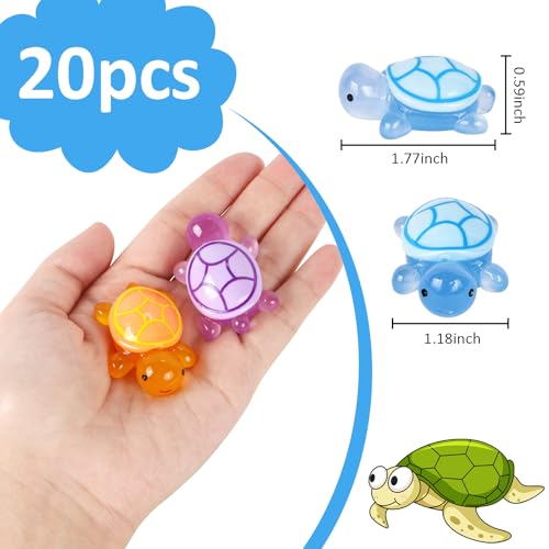 HOMICO Large Resin Turtles 20PCS Luminous Mini Resin Animals Mini Ocean Decoration for Garden Micro Moss Landscape Home Decor 10 Colors - Image 5