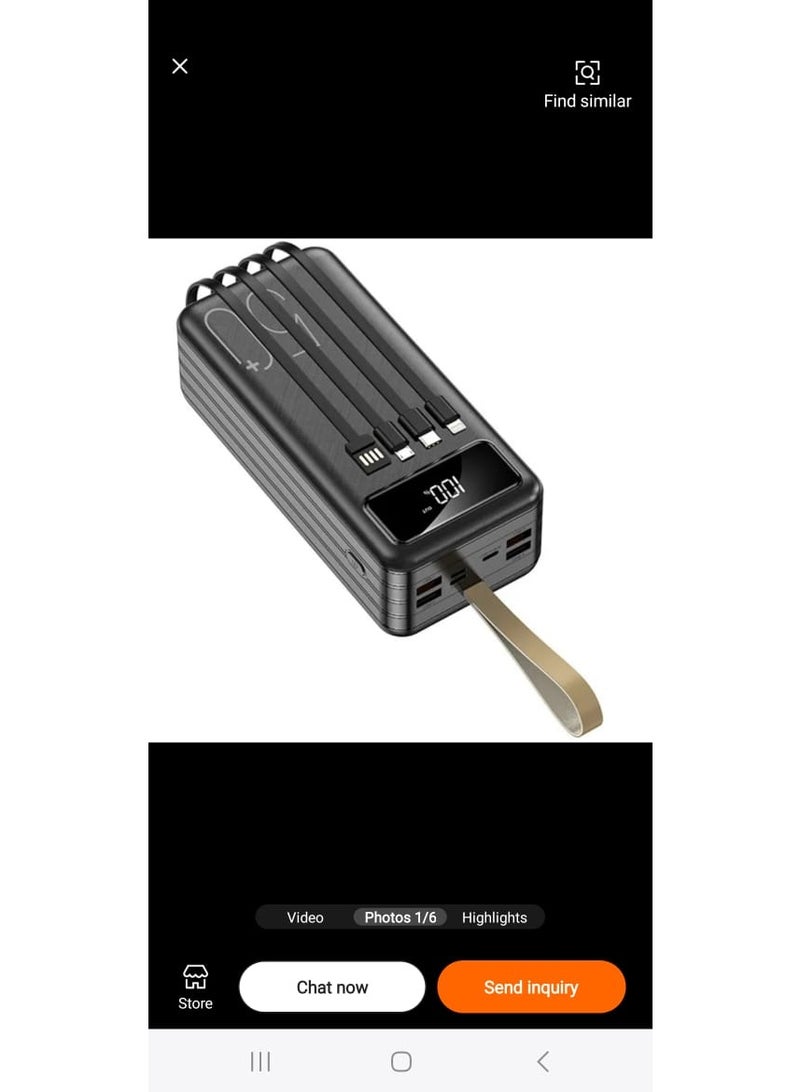 50,000mAh Power Bank with Built-in Cables, Digital Display & Multi-Device Fast Charging - Image 1