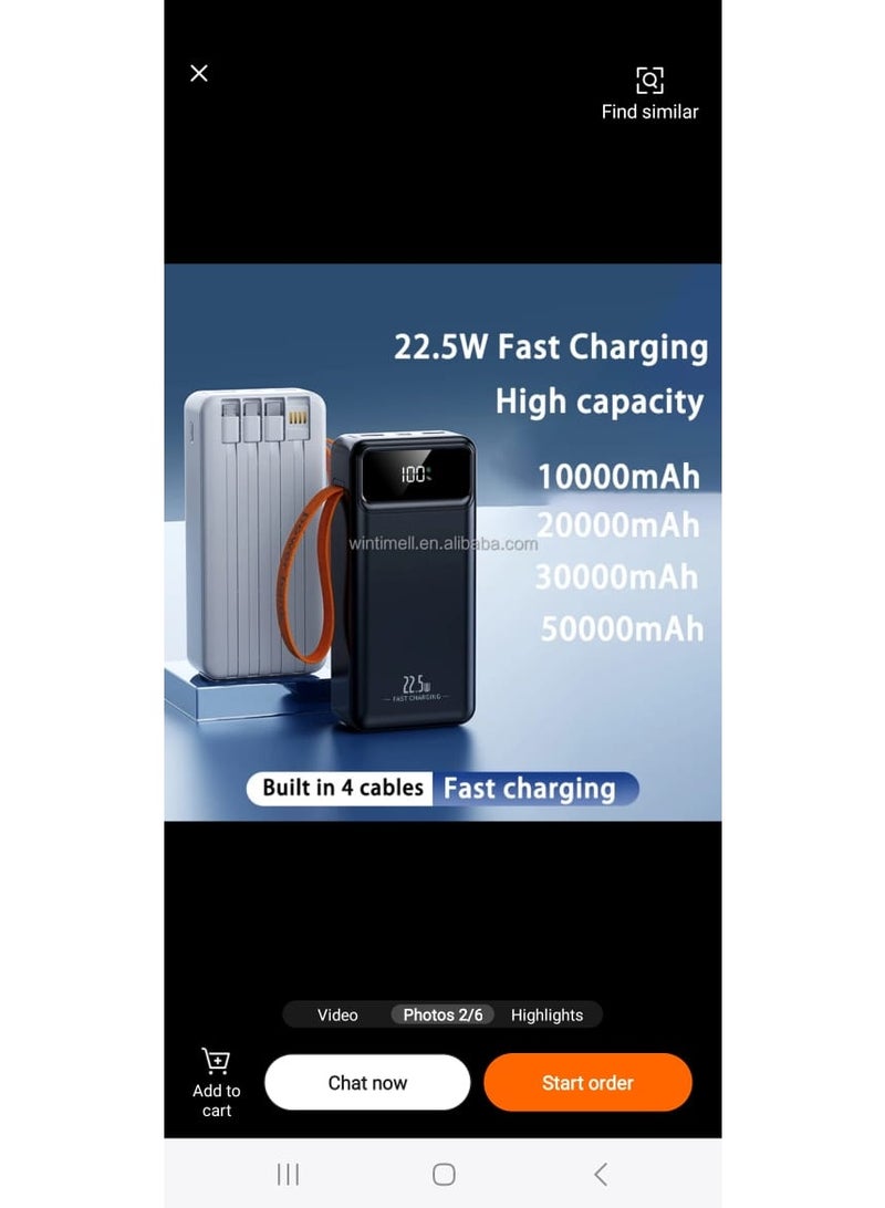 50,000mAh Power Bank with Built-in Cables, Digital Display & Multi-Device Fast Charging - Image 2