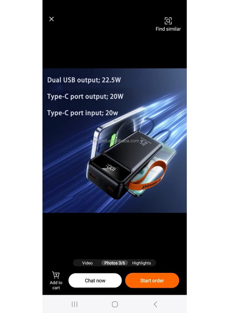 50,000mAh Power Bank with Built-in Cables, Digital Display & Multi-Device Fast Charging - Image 3