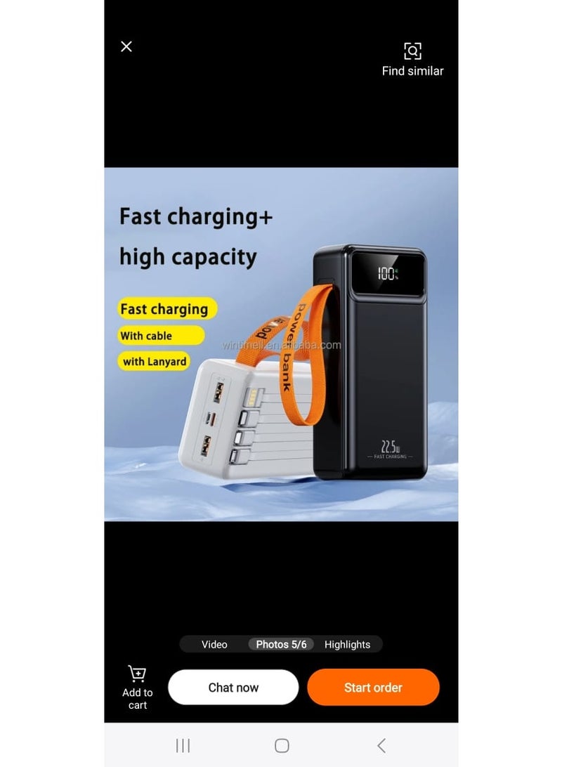 50,000mAh Power Bank with Built-in Cables, Digital Display & Multi-Device Fast Charging - Image 4